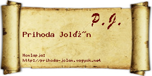 Prihoda Jolán névjegykártya